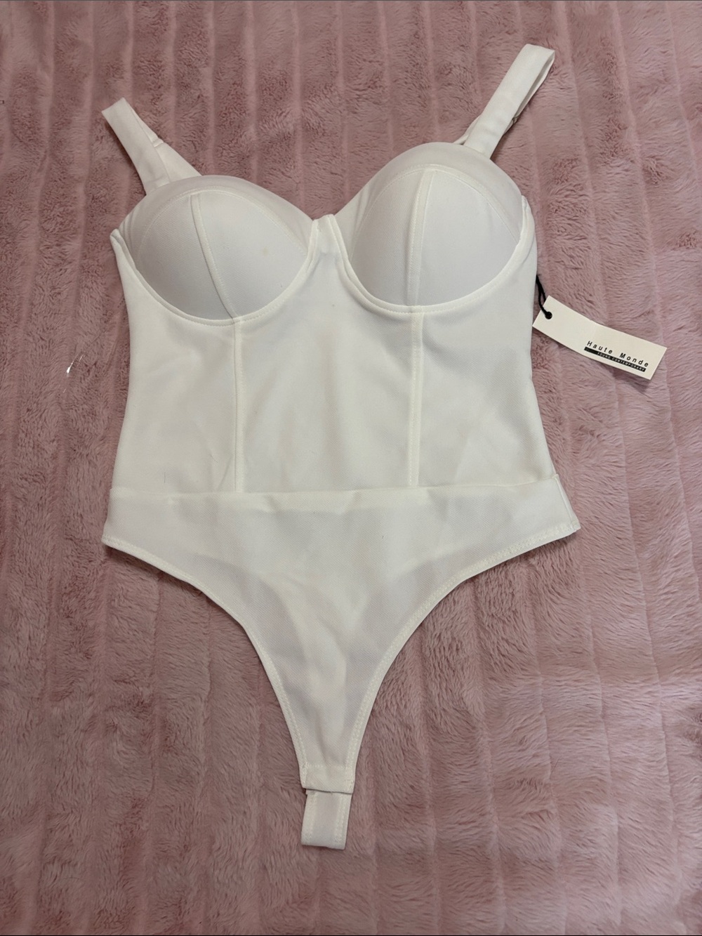 Haute Monde White Structured Bustier Bodysuit